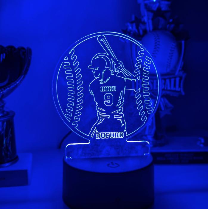 Sports Themed acrylic LED Night Light/ 12 Sports and 26 Designs to Choose From