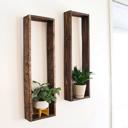  Set of 2 Long Wall Shelves Stained