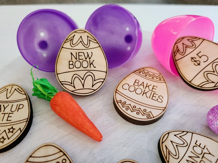 Wooden Easter Egg Reward Tokens, Kids Egg Hunt Prizes