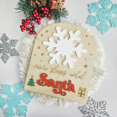 Sleeps Until Santa Christmas Countdown Calendar Sign | Dry Erase Board Home Decor