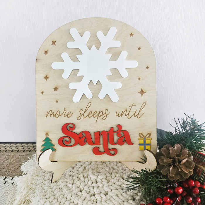 Sleeps Until Santa Christmas Countdown Calendar Sign | Dry Erase Board Home Decor