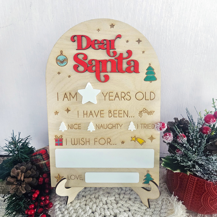 Dear Santa Christmas Wish Board: Dry Erase Letter to Santa Sign