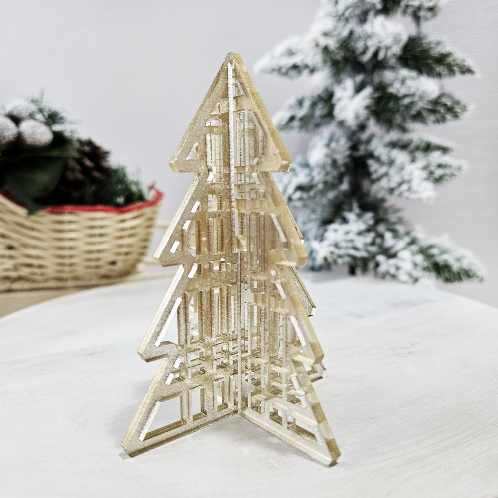 Set of 3 Acrylic Christmas Tree Decor | 3D Decorative Christmas Trees | Winter Tiered Tray Table Decor