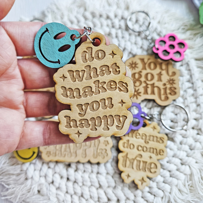 Retro Inspirational Keychain | Positive Affirmation Keychain | Gifts For Her | Self Love Keychain