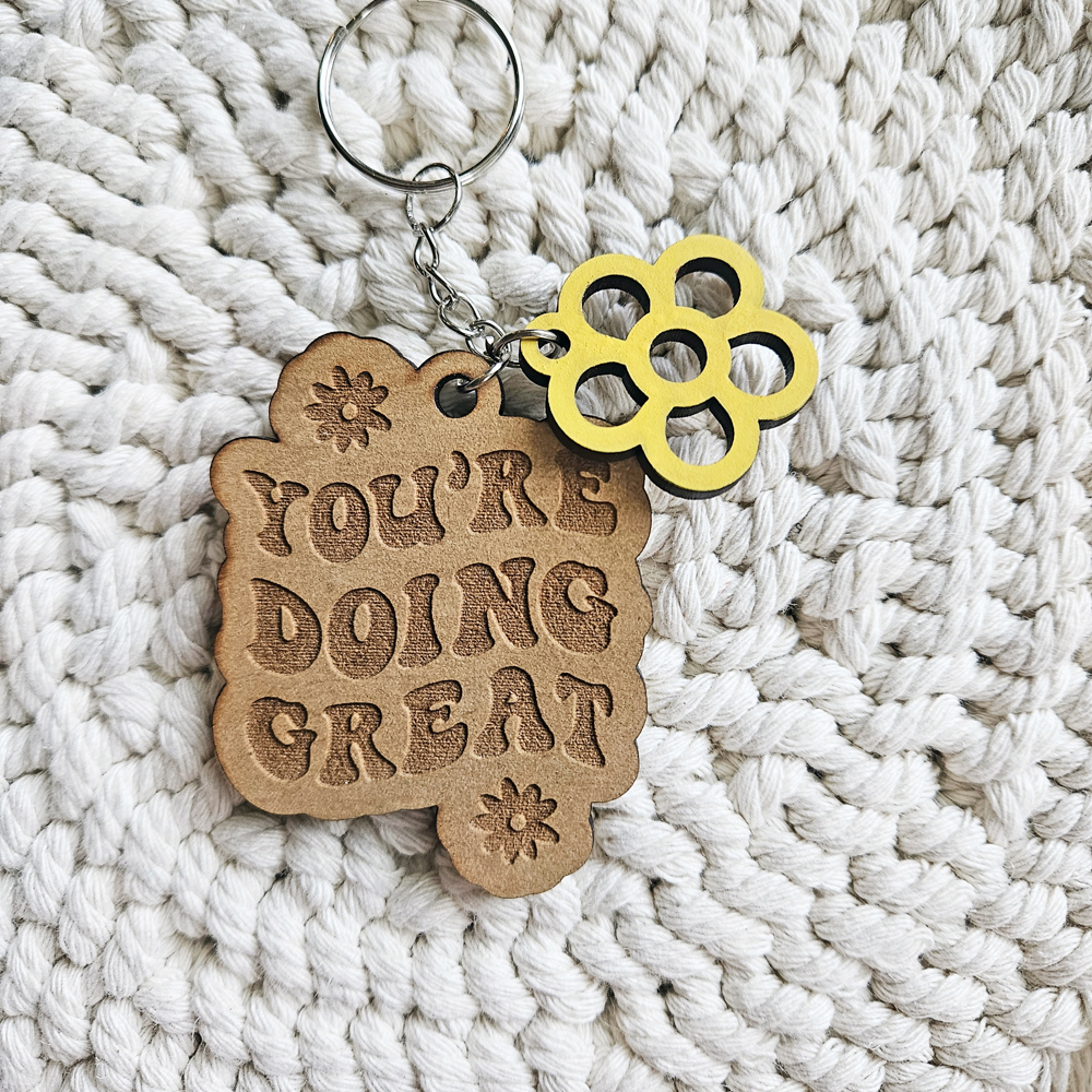 Retro Inspirational Keychain | Positive Affirmation Keychain | Gifts For Her | Self Love Keychain