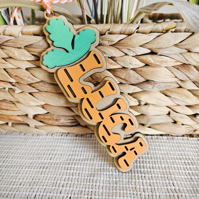 Personalized Carrot Easter Basket Name Tag | Wooden Easter Tag | Kids Easter Basket