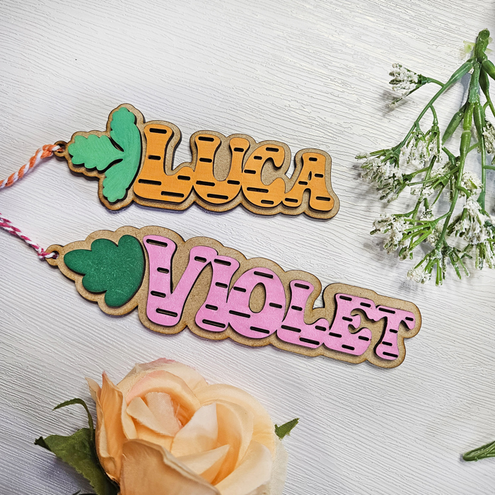 Personalized Carrot Easter Basket Name Tag | Wooden Easter Tag | Kids Easter Basket