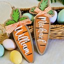  Personalized Kids Carrot Easter Basket Tag: Wooden Laser Cut Name Tag