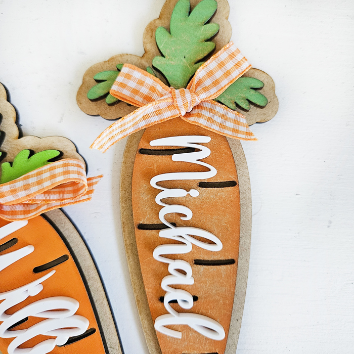 Personalized Kids Carrot Easter Basket Tag: Wooden Laser Cut Name Tag