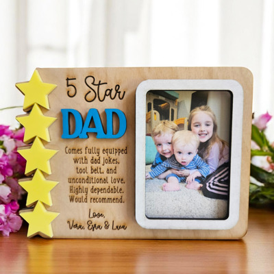 Five Star Dad Personalized Father's Day Photo Frame | Fridge Photo Magnet | Gift For Dad | Best Dad Ever Keepsake