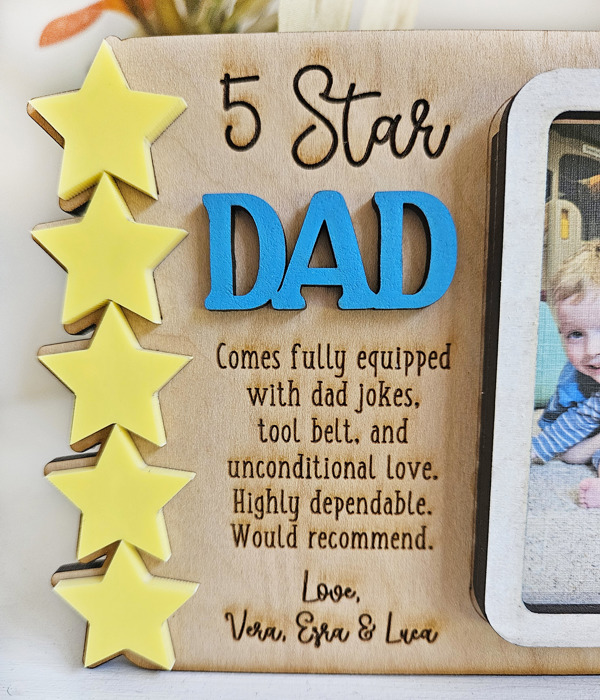 Five Star Dad Personalized Father's Day Photo Frame | Fridge Photo Magnet | Gift For Dad | Best Dad Ever Keepsake