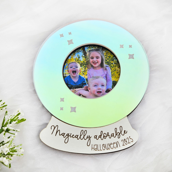 Halloween Fridge Magnet Photo Frame | Crystal Ball Magnet Frame | Magically Adorable Halloween Keepsake Gift