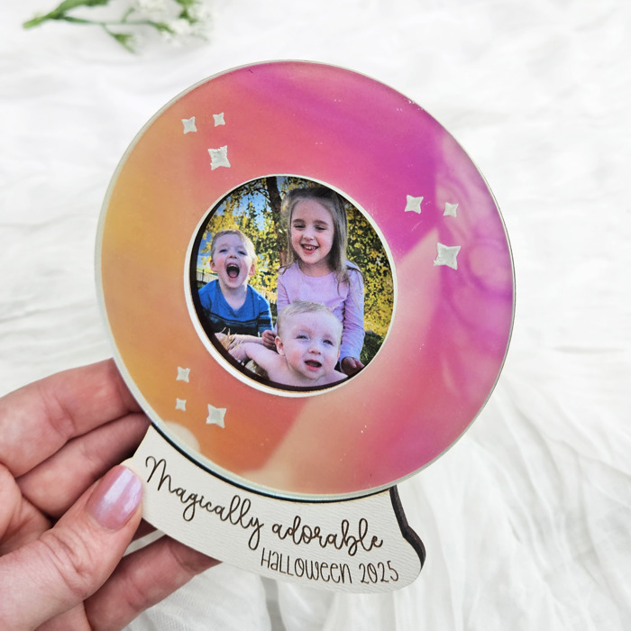 Halloween Fridge Magnet Photo Frame | Crystal Ball Magnet Frame | Magically Adorable Halloween Keepsake Gift
