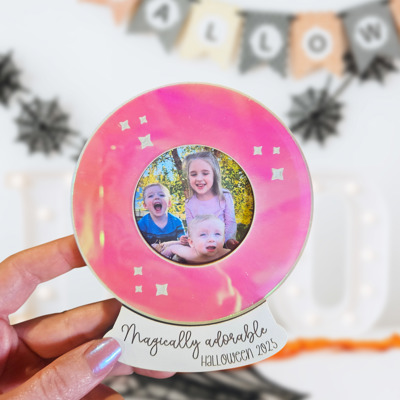Halloween Fridge Magnet Photo Frame | Crystal Ball Magnet Frame | Magically Adorable Halloween Keepsake Gift