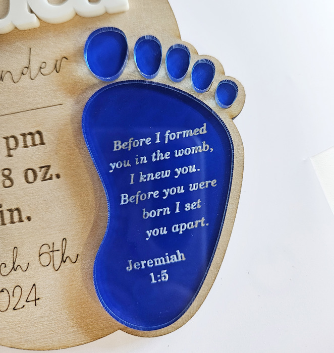 Personalized Baby First Christmas Footprint Ornament, Newborn Stats