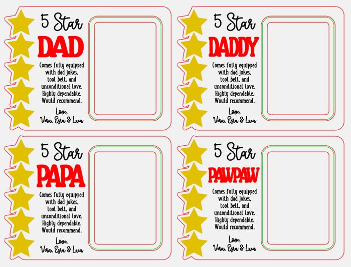 Five Star Dad Personalized Father's Day Photo Frame | Fridge Photo Magnet | Gift For Dad | Best Dad Ever Keepsake