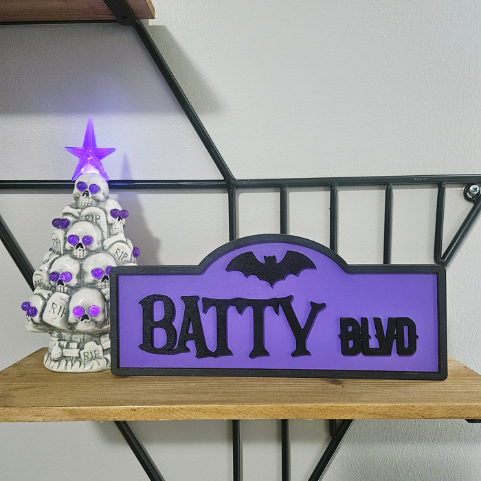 Halloween Street Sign Wood Home Decor | Halloween Table Decor | Tiered Tray Sign | Spooky Shelf Sitter