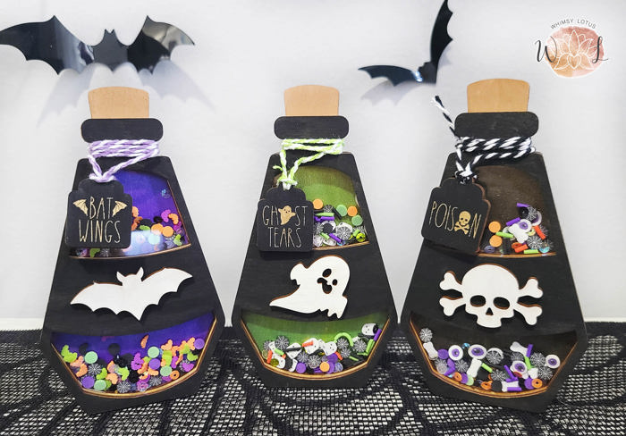 Halloween Potion Bottle Shaker Sign | Wood Halloween Decor | Poison Halloween Holiday Decor | Tiered Tray Tabletop Decor