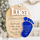  Personalized Baby First Christmas Footprint Ornament, Newborn Stats