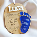  Personalized Baby First Christmas Footprint Ornament, Newborn Stats