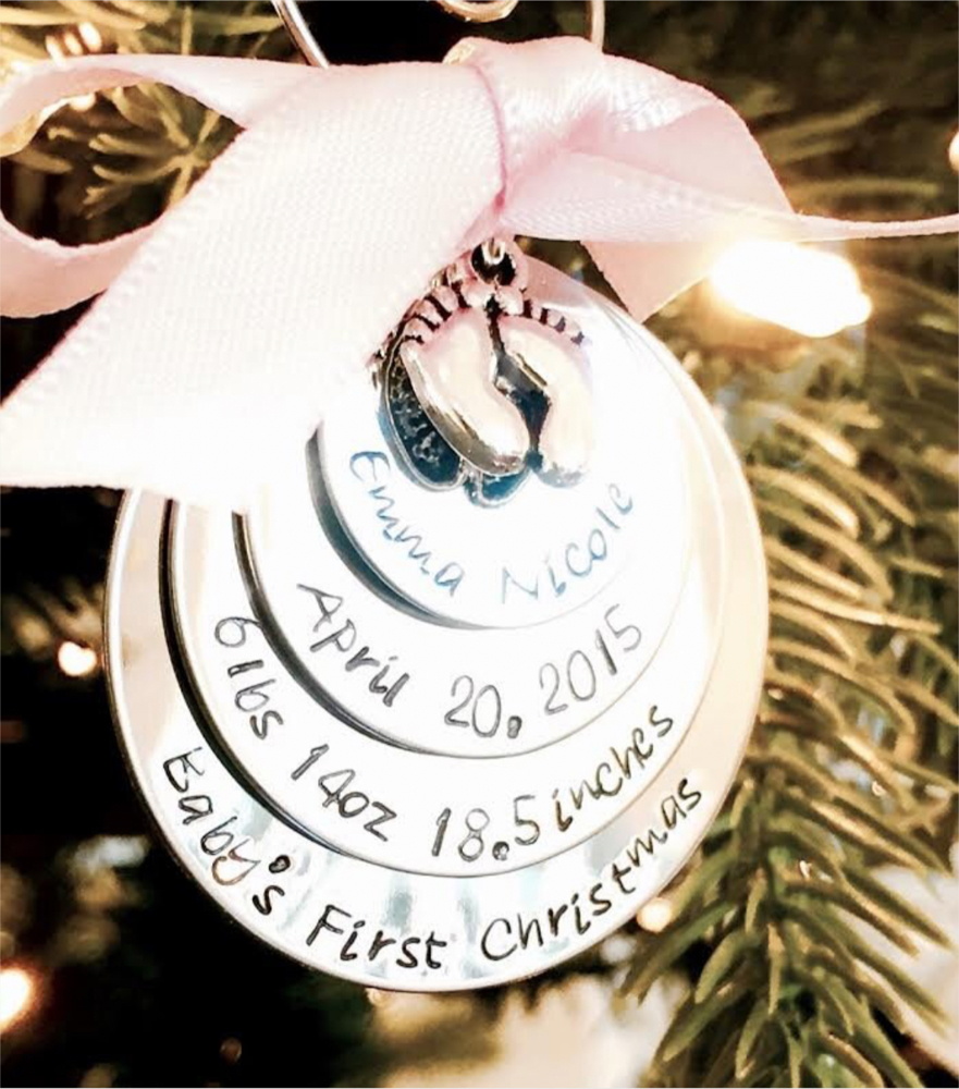 Personalized baby’s first Christmas ornament new baby gift baby ornament custom ornament birth stats