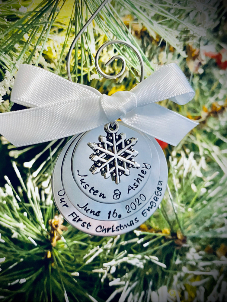 Personalized engagement ornament engagement gift our first Christmas engaged 