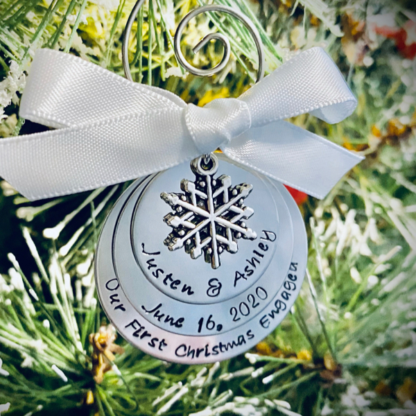 Personalized engagement ornament engagement gift our first Christmas engaged 