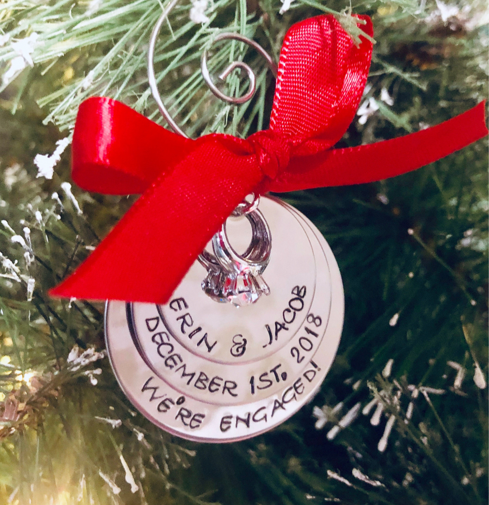 Personalized engagement ornament were engaged ornament engagement gift engagement ring personalized Christmas ornament 