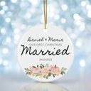  Custom first Christmas married ornament personalized newlywed ornament with couples names bridal shower gift 