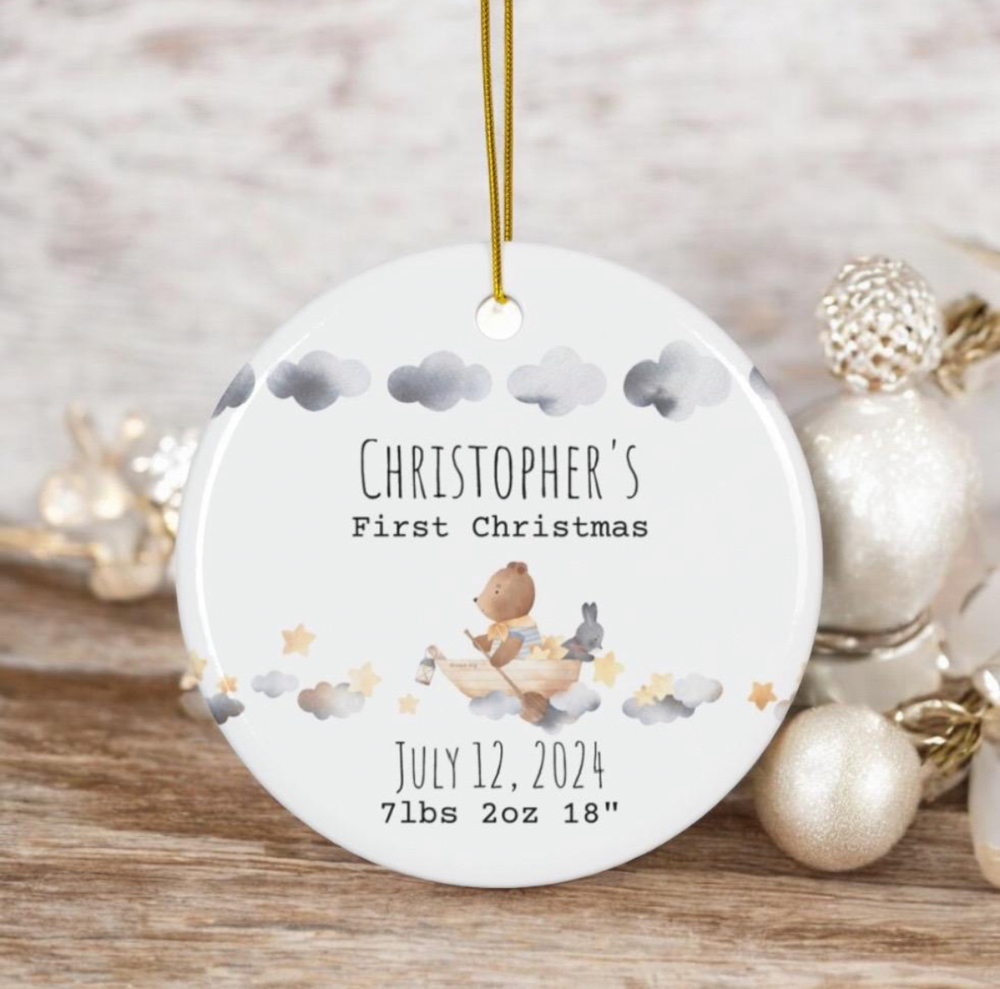 Custom baby’s first Christmas ornament personalized baby ornament baby gift for new parents 