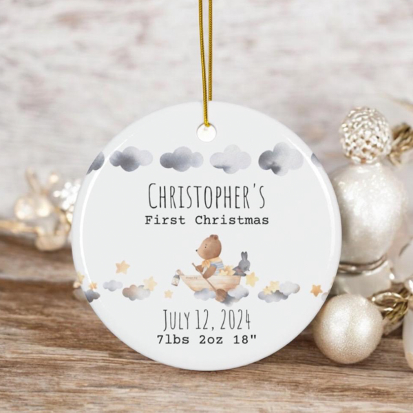 Custom baby’s first Christmas ornament personalized baby ornament baby gift for new parents 