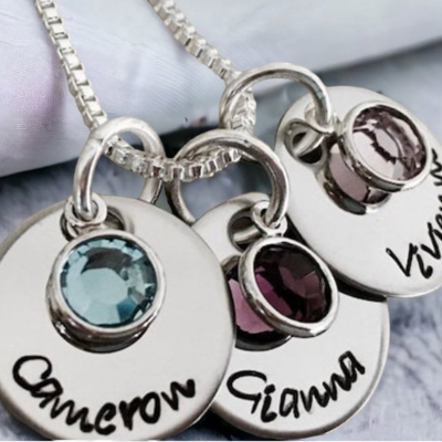 Personalized name necklace with birthstone crystals mothers necklace with kids names custom monogrammed necklace gift for mom grandma