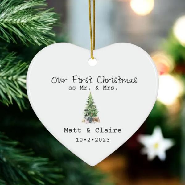 Custom First Christmas married ornament Our First Christmas as Mr and Mrs ornament newlywed ornament gift for newlyweds bridal shower gift