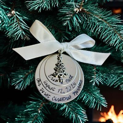 Custom First Christmas Married Ornament with Wedding date and names