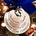  Personalized Baby's First Christmas Ornament with Baby Feet Charm