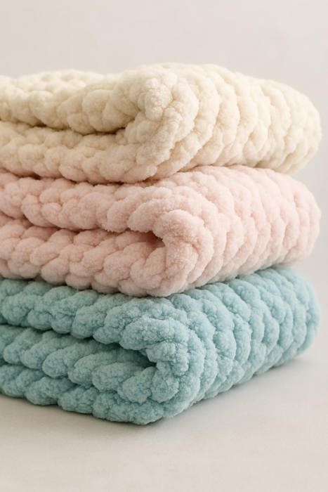 Handmade Baby Blanket Chunky Knit Blanket Pick your color!