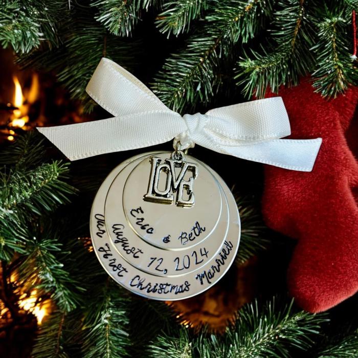 Our First Christmas Married Ornament custom ornament wedding Christmas Ornament Personalized Christmas Ornament Engagement Wedding bride groom Wedding date ornament