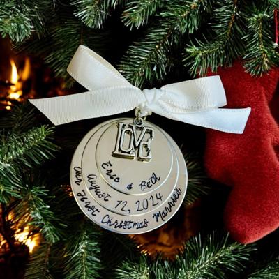 Our First Christmas Married Ornament custom ornament wedding Christmas Ornament Personalized Christmas Ornament Engagement Wedding bride groom Wedding date ornament