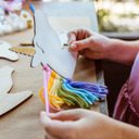  Rainbow Unicorns Kid Craft - Paint and Yarn Included - Pastel, Neon and Bright Colors 