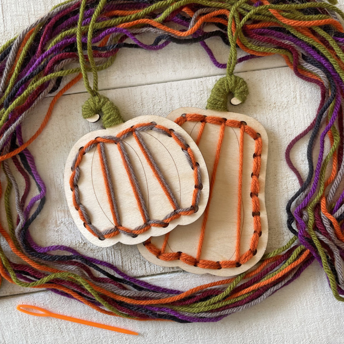 Halloween Yarn Shapes - Boo Basket Crafts for Kids