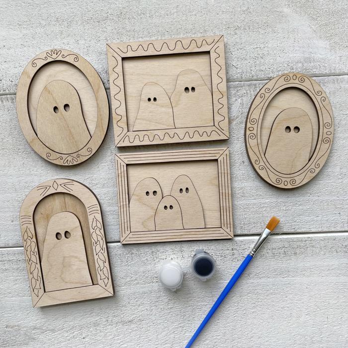 Ghost Frames Decorating Craft - Paint and Brushes Included - Set of 5 Frames