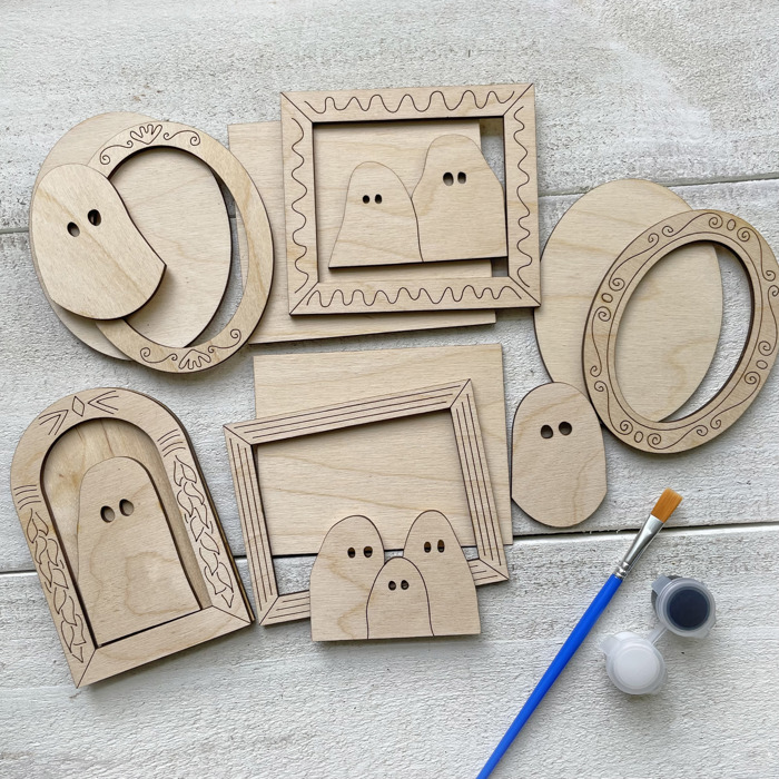 Ghost Frames Decorating Craft - Paint and Brushes Included - Set of 5 Frames