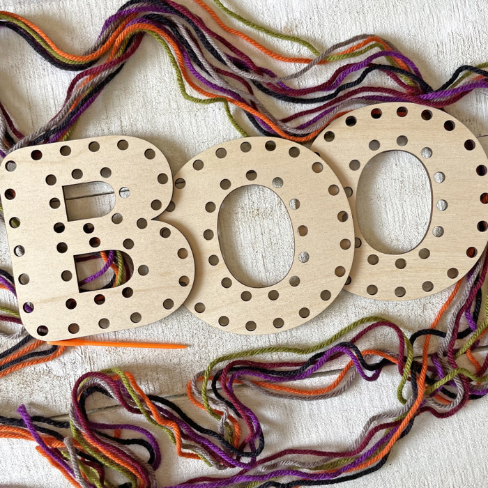 Halloween Yarn Shapes - Boo Basket Crafts for Kids