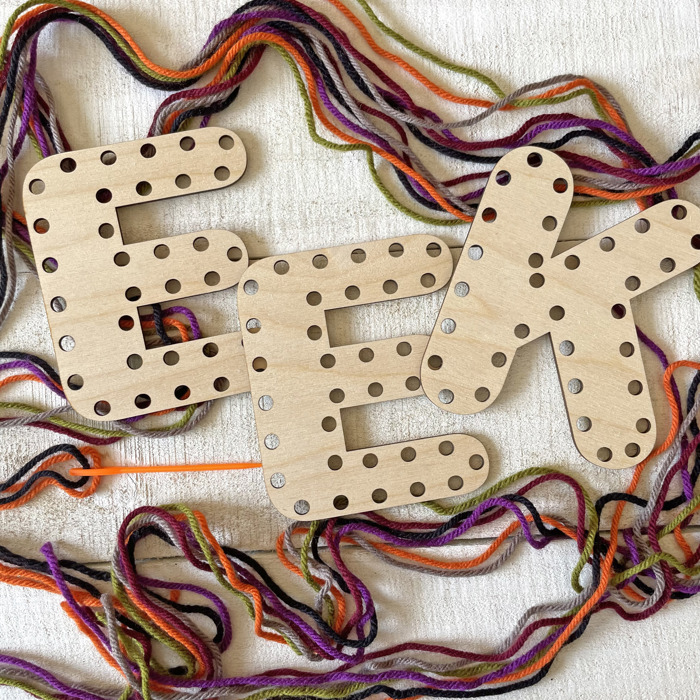Halloween Yarn Shapes - Boo Basket Crafts for Kids