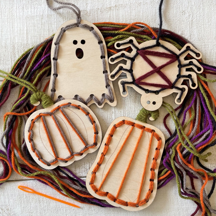 Halloween Yarn Shapes - Boo Basket Crafts for Kids