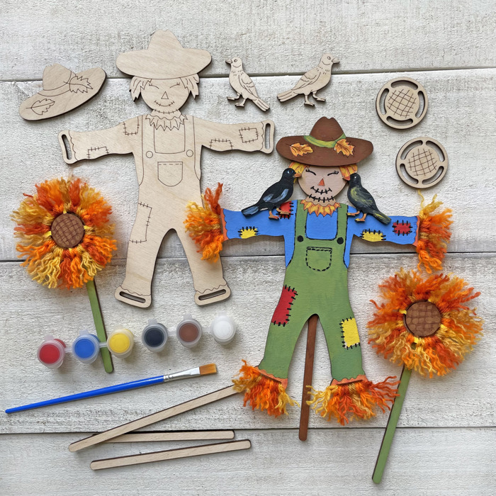 Scarecrow & Sunflowers Fall Craft - Paint and Brushes Included