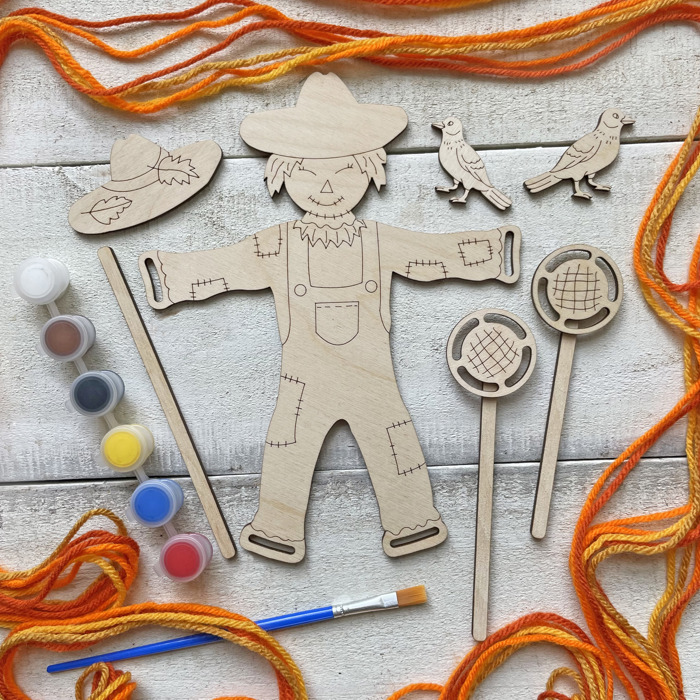 Scarecrow & Sunflowers Fall Craft - Paint and Brushes Included