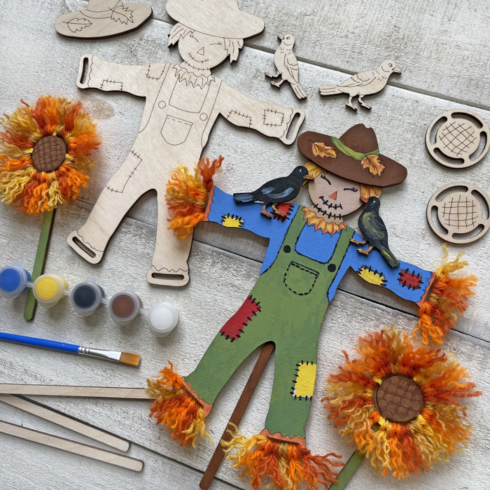 Scarecrow & Sunflowers Fall Craft - Paint and Brushes Included