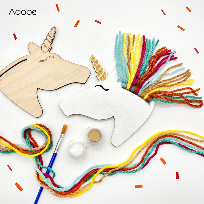 Rainbow Unicorns Kid Craft - Paint and Yarn Included - Pastel, Neon and Bright Colors 