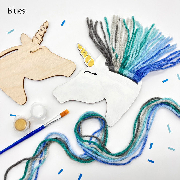 Rainbow Unicorns Kid Craft - Paint and Yarn Included - Pastel, Neon and Bright Colors 